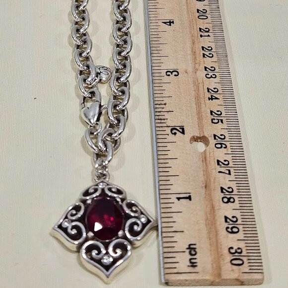 Brighton Alcazar Blaze Red Crystal Silver Plated Bracelet Lobster Claw Closure - Picture 9 of 14